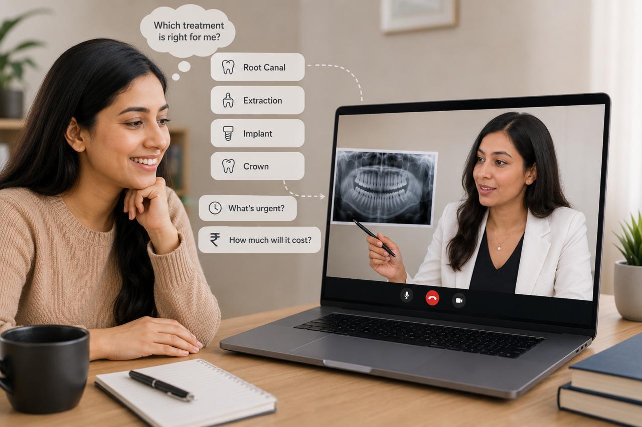 Patient having a video consultation with a DentaSage dental expert